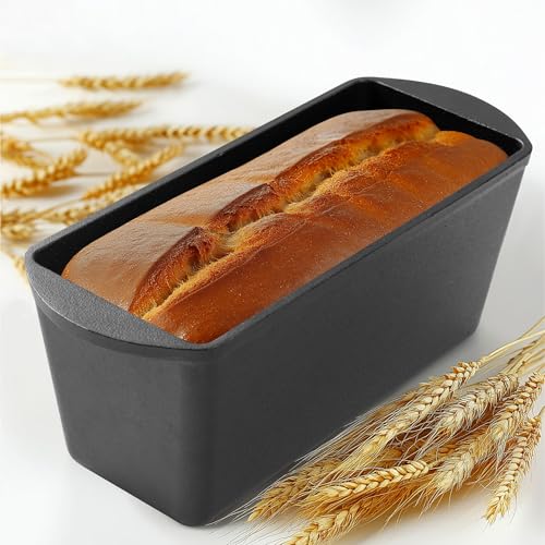Navaris Gusseisen Brotbackform 34cm - Brot Backen Zubehör - Backform Rechteckig - Brotbacktopf - Gusseisen Topf Brot backen - Emailliert - Für Braten, Backen, Schmoren - Schwarz von Navaris