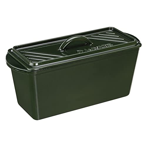 Navaris Gusseisen Brotbackform mit Deckel - 34 x 13 x 13cm Kastenform Backform Auflaufform - Dutch Oven rechteckig mit Griff zum Brot Backen und Kochen - emailliert grün von Navaris