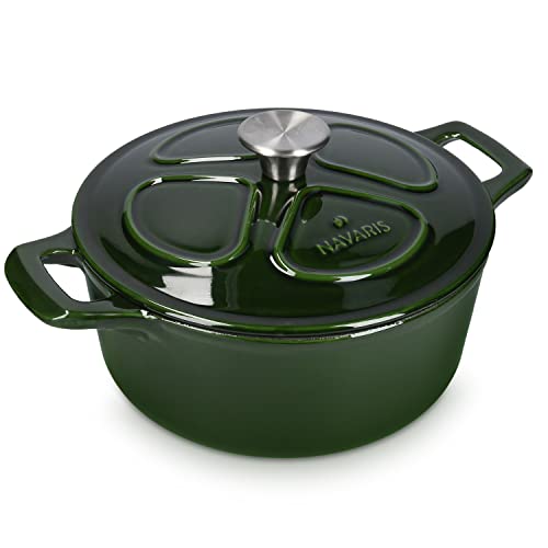 Navaris Gusseisen Topf - Gusseisen Bräter - Kochtopf 3,5l - Ø 24cm Schmortopf mit Deckel - Brotbacktopf - Brattopf - Für alle Speisen und Kochflächen - Grün Navaris Gusseisen Topf - Gusseisen Bräter - Kochtopf 3,5l - Ø 24cm Schmortopf mit Deckel - Brotbacktopf - Brattopf - Für alle Speisen und Kochflächen - Grün von Navaris