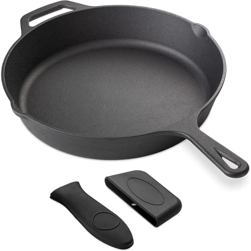 Navaris Gusseisenpfanne Eisenpfanne Bratpfanne aus Gusseisen - Ø 30cm Gusspfanne rund - gusseiserne Pfanne Grillpfanne für Herd Backofen Grill von Navaris