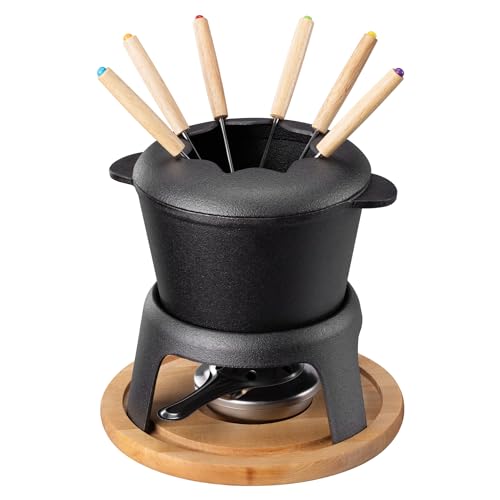 Navaris Gusseisernes Fondueset - Käsefondue Set für 6 Personen - Fondue Set für Käse Fleisch oder Schokolade - Käsefondue Topf aus Gusseisen Navaris Gusseisernes Fondueset - Käsefondue Set für 6 Personen - Fondue Set für Käse Fleisch oder Schokolade - Käsefondue Topf aus Gusseisen von Navaris
