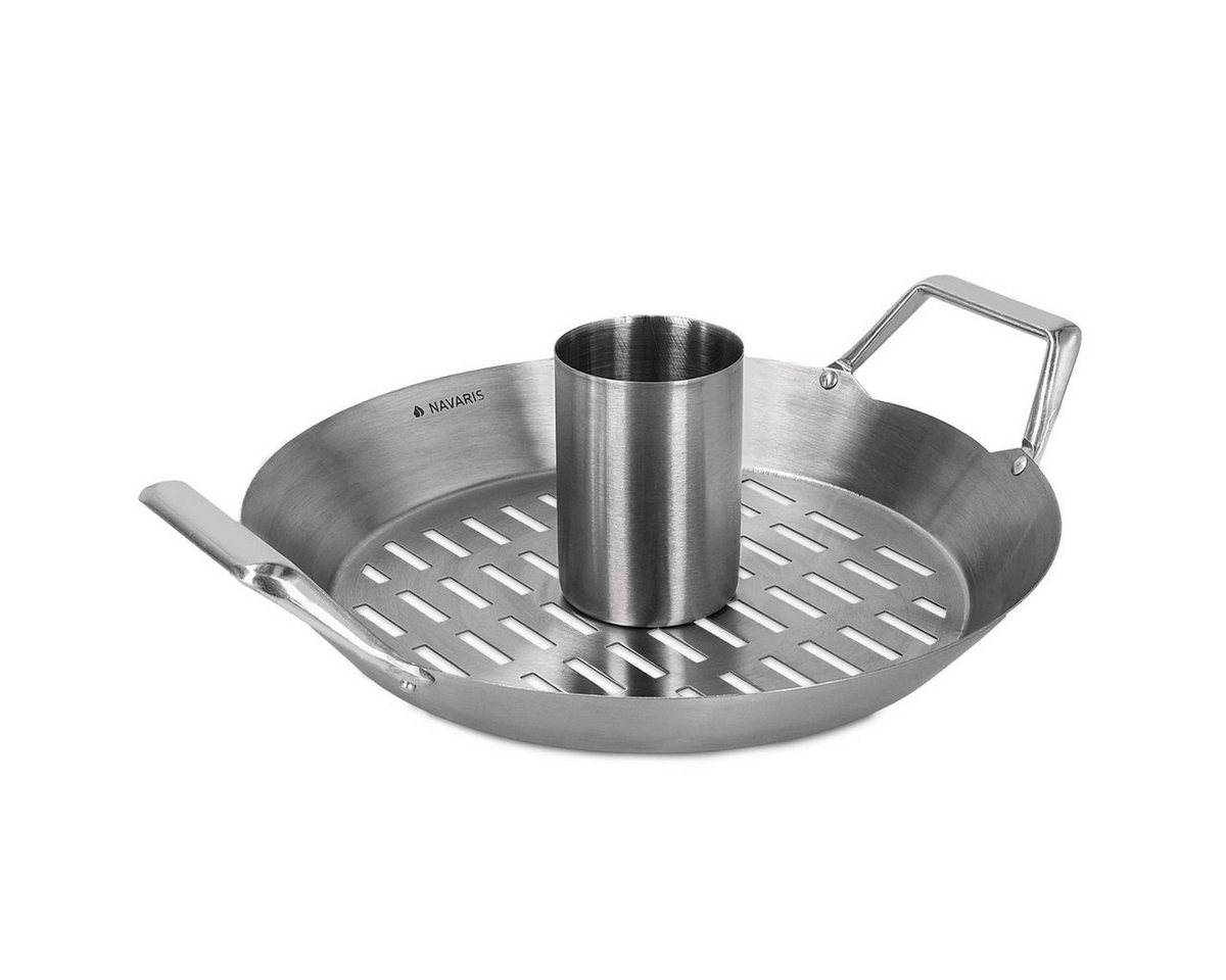 Navaris Hähnchenbräter Grill Hähnchen Halter - Edelstahl Bräter mit Aromabehälter, Edelstahl, (1-St) von Navaris