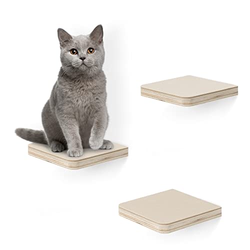 Navaris Katzen Kletterwand 3er Set - Katzenkletterregale wandmontiert - Wand Katzenmöbel Katzenwandregale platzsparend - Katzentreppe zum Klettern von Navaris