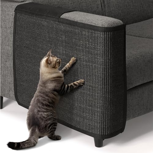 Navaris Katzen Kratzmatte Kratzschutz Sofa - Sisal Kratzteppich für Katze - Sessel Couch Katzenkratzmatte - auch für Hunde - schwarz von Navaris
