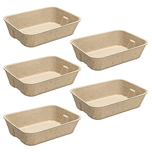 Navaris Katzentoilette Katzenklo ohne Deckel - 5X Katzen Toilette Box Schale aus Papier - offenes Klo mit Rand - auslaufsicher kompostierbar von Navaris