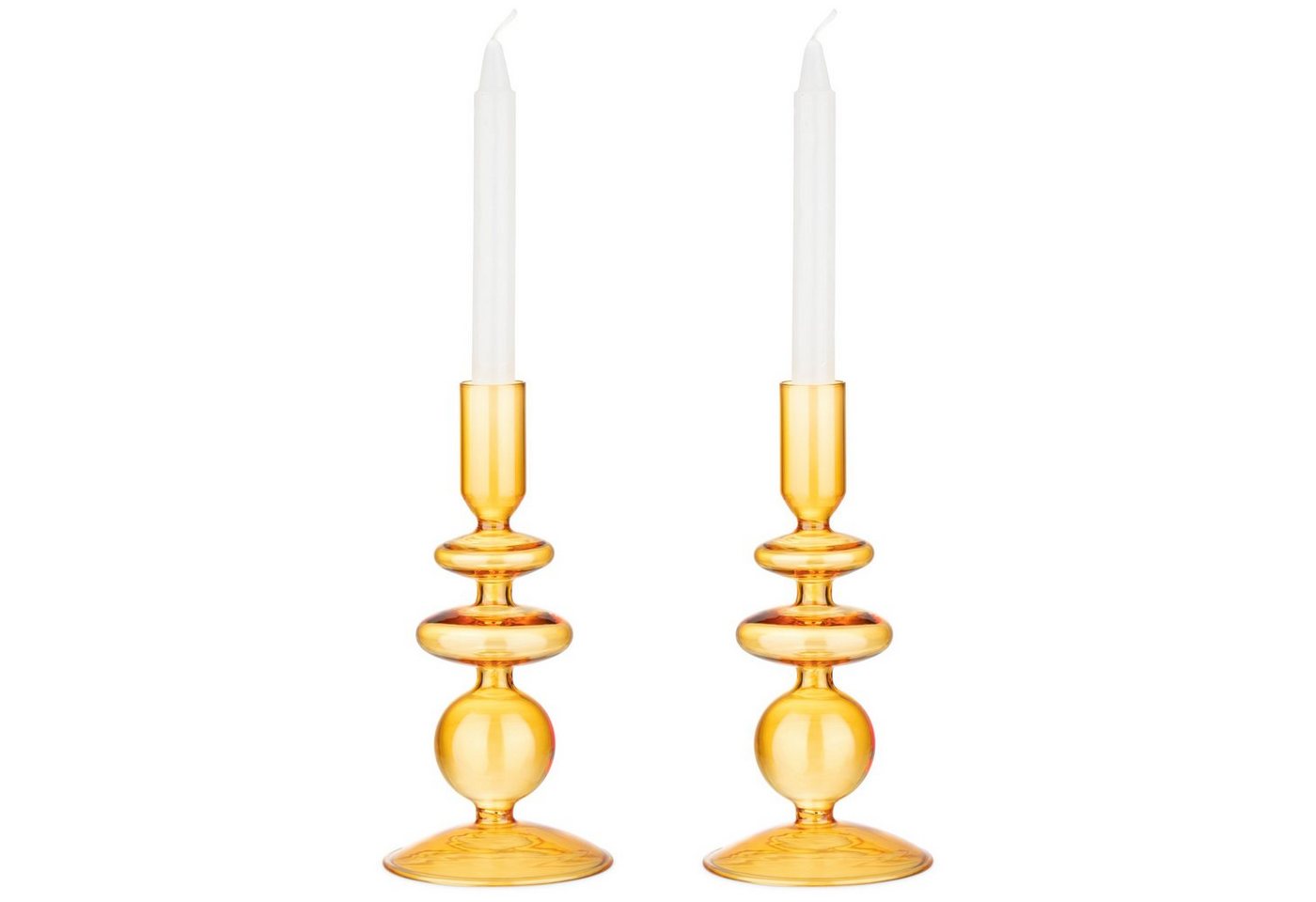 Navaris Kerzenständer 2x Glas-Kerzenhalter für Stabkerzen - Kerzenständer Glas Stabkerzen (1 St) von Navaris