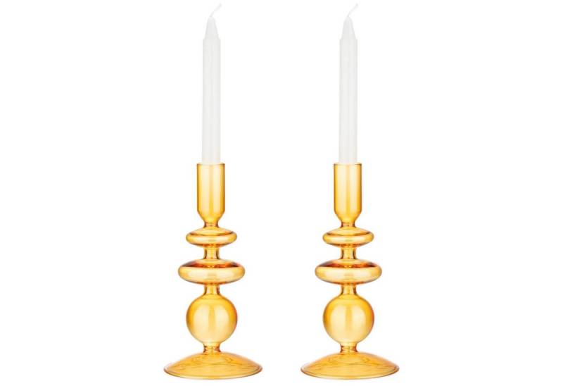 Navaris Kerzenständer 2x Glas-Kerzenhalter für Stabkerzen - Kerzenständer Glas Stabkerzen (1 St) von Navaris