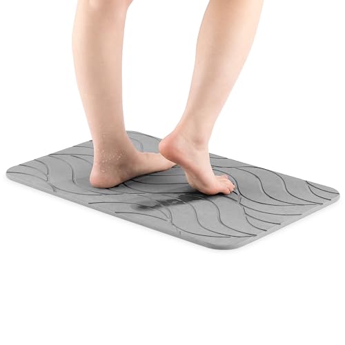 Navaris Kieselgur Badematte rutschfest - Duschvorleger Badvorleger Stein Bodenmatte - Bad Matte 60x39 cm absorbierende Badezimmermatte Badezimmerteppich - Dunkelgrau Navaris Kieselgur Badematte rutschfest - Duschvorleger Badvorleger Stein Bodenmatte - Bad Matte 60x39 cm absorbierende Badezimmermatte Badezimmerteppich - Dunkelgrau von Navaris