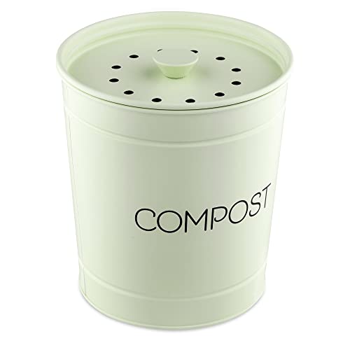Navaris Komposteimer Mülleimer Abfalleimer für Biomüll - 3l Eimer Behälter für Müll - Bioabfallbehälter inkl. 3 Kohlefiltern - mintgrün von Navaris