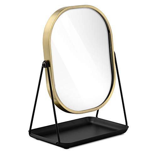 Navaris Kosmetikspiegel Schminkspiegel Tischspiegel mit Schmuckaufbewahrung - Spiegel zum Schminken und Frisieren - Standspiegel mit Aufbewahrung von Navaris