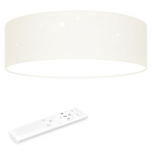 Navaris LED Deckenleuchte 40cm - Dimmbar Farbtemperaturwechsel Fernbedienung - 22W Stoff Beige Sternenhimmel - Wohnzimmer Lampe Schlafzimmer Deckenlampe Lampe Decke von Navaris