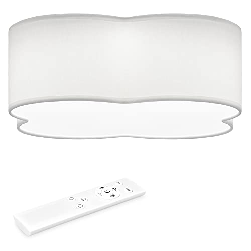 Navaris LED Deckenleuchte Blumenform 4 Blätter - dimmbar mit Fernbedienung - verstellbare Farbtemperatur - Design Stoff Deckenlampe - Weiß von Navaris