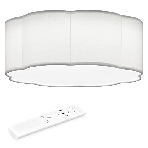 Navaris LED Deckenleuchte Blumenform 8 Blätter - dimmbar mit Fernbedienung - verstellbare Farbtemperatur - Design Stoff Deckenlampe - Weiß von Navaris