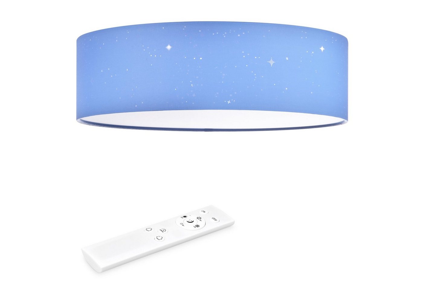 Navaris LED Deckenleuchte LED Deckenlampe rund mit Sterneneffekt, dimmbar, Hellblau von Navaris