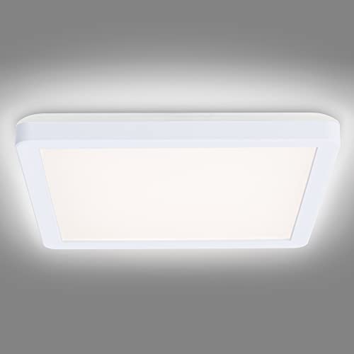 Navaris LED Deckenleuchte mit zusätzlicher Hintergrundbeleuchtung - 12 Watt - 19 x 19 x 2,8cm - 4000K - LED Deckenlampe Panel ultra flach quadratisch von Navaris