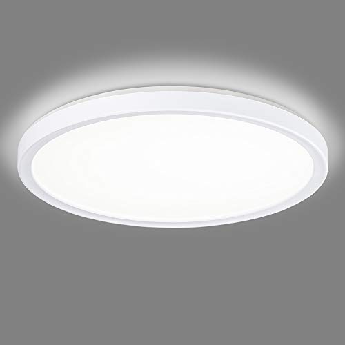 Navaris LED Deckenleuchte mit zusätzlicher Hintergrundbeleuchtung - 12 Watt - 19 x 2,8cm - 4000K - LED Deckenlampe Panel ultra flach rund von Navaris