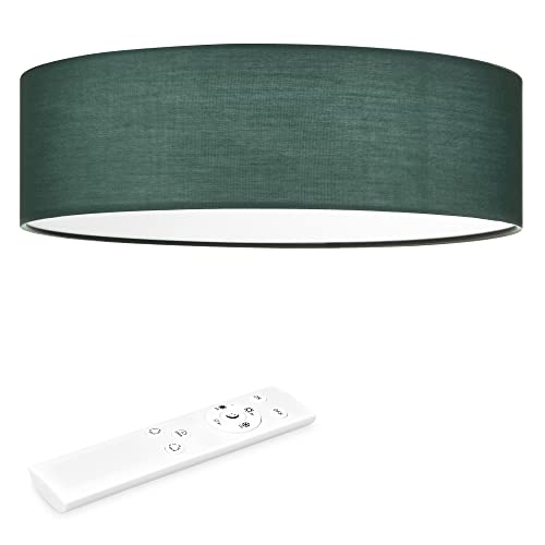 Navaris LED Deckenleuchte 22W - Rund ∅ 40cm - Design Stoff Dunkelgrün - Deckenlampe LED Licht Dimmbar mit Farbtemperaturwechsel und Fernbedienung von Navaris