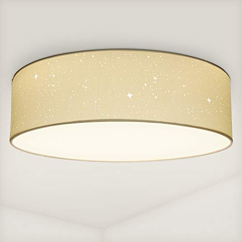 Navaris LED Deckenleuchte 22W - Rund ∅ 40cm - Design Stoff Weiß Sterneneffekt - Deckenlampe LED Licht Warmweiß von Navaris