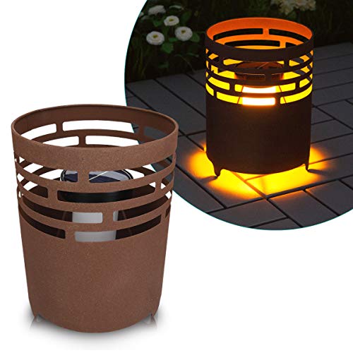 Navaris LED Solar Feuerstelle - 19 x 25cm - mit Erdspieß - Garten Solarleuchte Lampe - Deko Solarlampe Balkon Leuchte - Außen Gartenleuchte Braun von Navaris