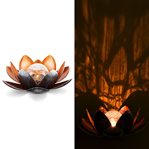 Navaris LED Solar Lotus Laterne - warmweiß wiederaufladbar - Lotusblüte Solarlampe mit tollem Licht durch Bruchglasoptik - Garten Deko Solarleuchte von Navaris