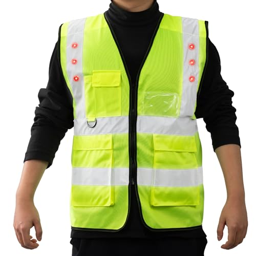 Navaris LED Warnweste mit Taschen - Sicherheitsweste mit Taschen - Mit LED - Warnweste - Reflektierende Warnweste - Warnweste Auto - Sicherheitsweste - Unisex - Größe M Navaris LED Warnweste mit Taschen - Sicherheitsweste mit Taschen - Mit LED - Warnweste - Reflektierende Warnweste - Warnweste Auto - Sicherheitsweste - Unisex - Größe M von Navaris