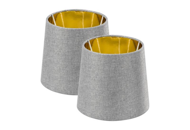 Navaris Lampenschirm 2x Lampenschirm Tischlampe E14 rund - 15,2cm - Grau Gold von Navaris