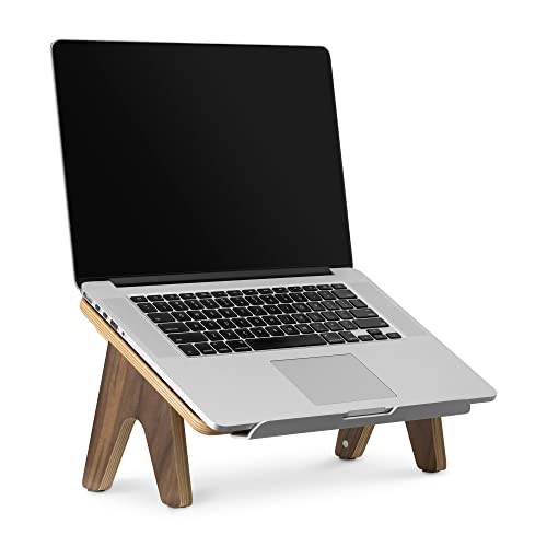 Navaris Laptop und Notebook Ständer aus Walnussholz - erhöhter Notebookständer Laptop Stand ergonomisch - Schreibtisch Erhöhung faltbar kompakt von Navaris