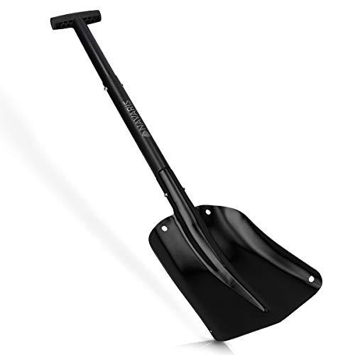 Navaris Lawinenschaufel mit verstellbarem Griff - max 80cm lang - klappbar für Transport in PKW LKW - mit Tasche - Alu Schneeschaufel Schwarz Schwarz von Navaris