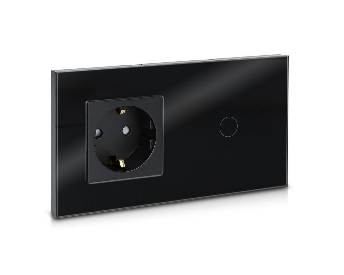Navaris Lichtschalter Touch Schalter mit Schuko Steckdose - Design Glas Touchschalter (1-St) Navaris Lichtschalter Touch Schalter mit Schuko Steckdose - Design Glas Touchschalter (1-St) von Navaris