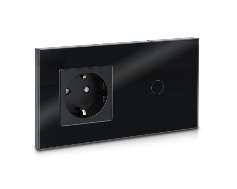 Navaris Lichtschalter Touch Schalter mit Schuko Steckdose - Design Glas Touchschalter (1-St) von Navaris