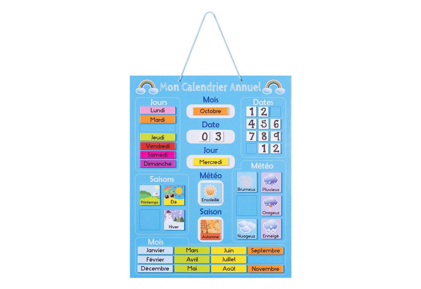 Navaris Magnettafel Kalender Tafel für Kinder - Jahreszeiten Uhr - magnetisch, (1-tlg) von Navaris