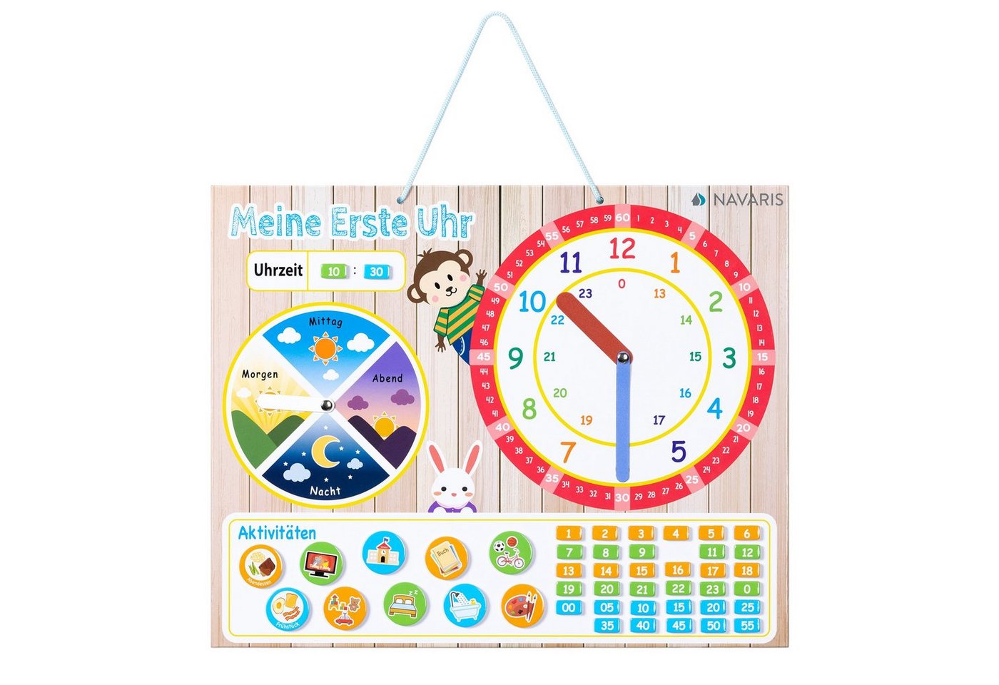 Navaris Magnettafel Magnetische Lernuhr für Kinder auf Deutsch, (1-tlg) von Navaris