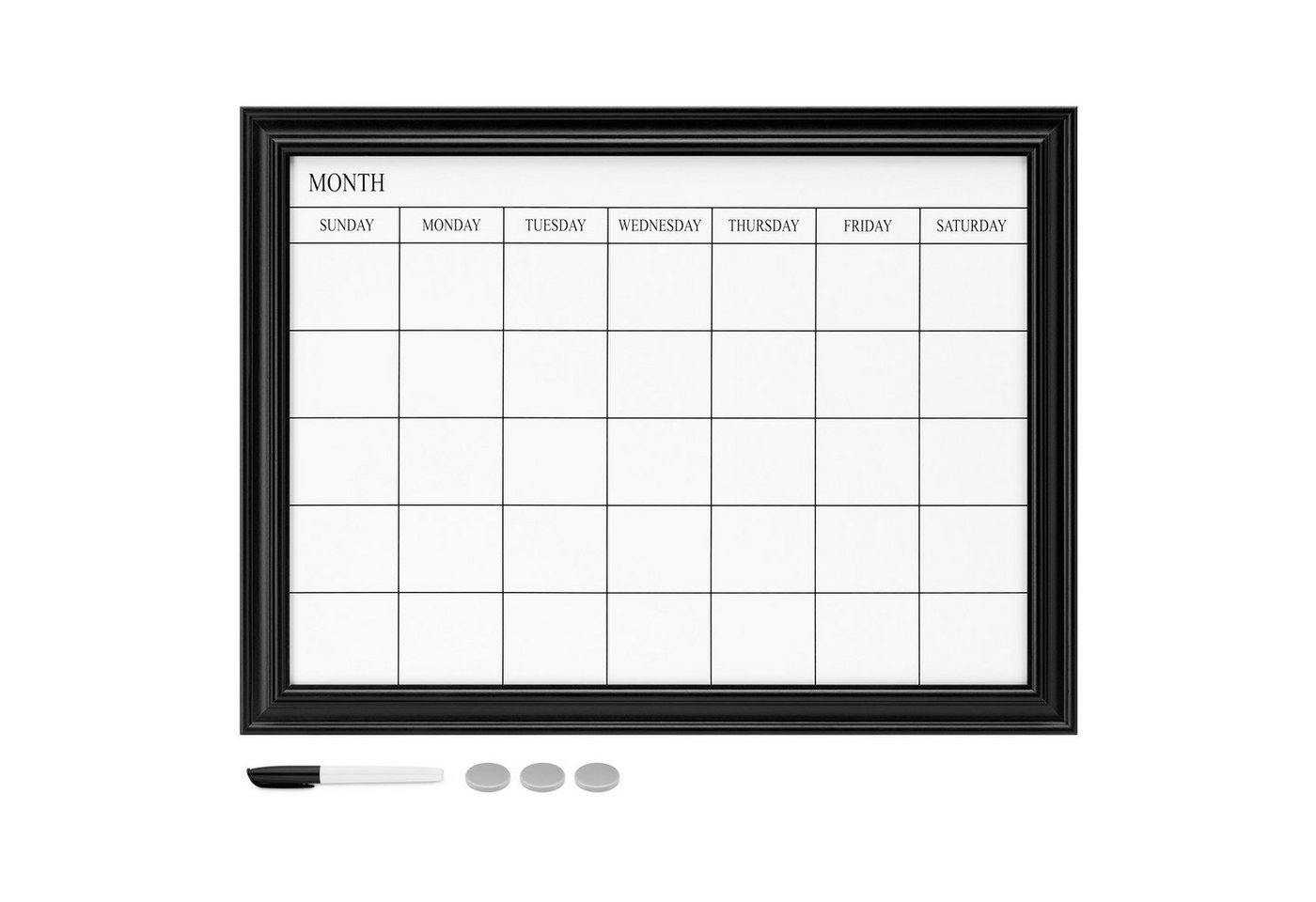 Navaris Magnettafel Magnetisches Whiteboard mit Rahmen - 60 x 45 cm - Wochenplaner, (1-tlg) von Navaris