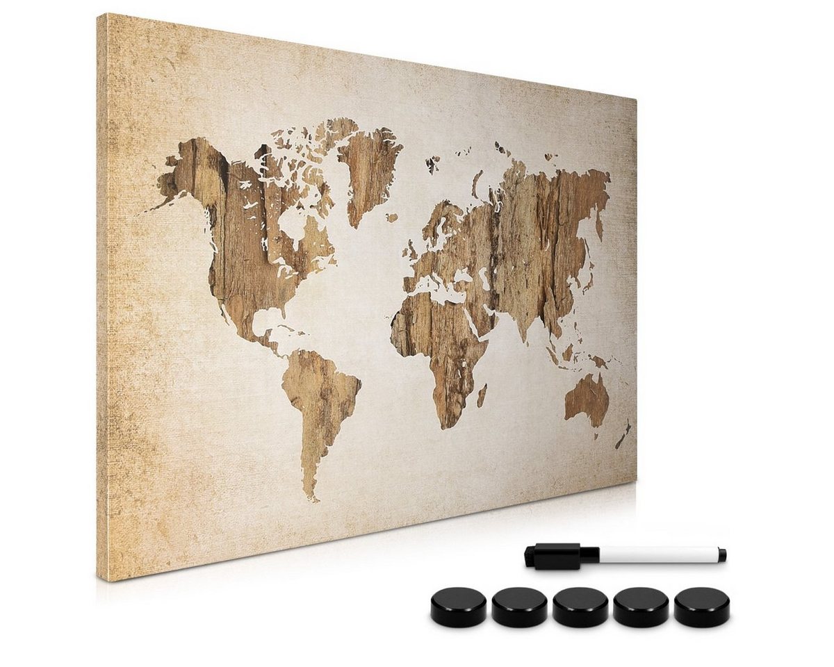 Navaris Magnettafel Magnetpinnwand Memoboard - 60x40cm - abwaschbar - World Map Design, (1-tlg) von Navaris