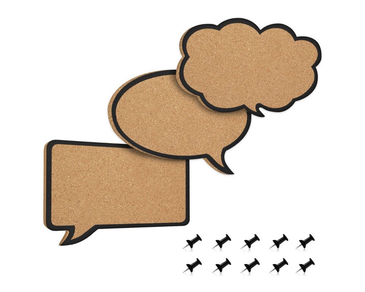 Navaris Memoboard 3x Korkwand Set - Sprechblase Wolke Designs inkl. 10 Pins, (1-tlg) von Navaris