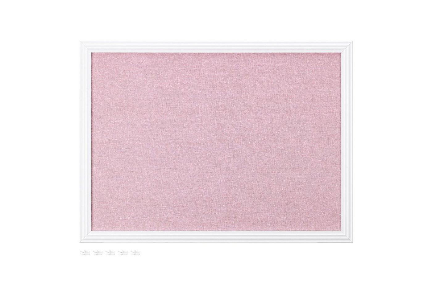 Navaris Memoboard Memoboard mit Leinenoberfläche - Memoboard 58x43 cm Leinen - Weiß Rosa, (1-tlg) von Navaris
