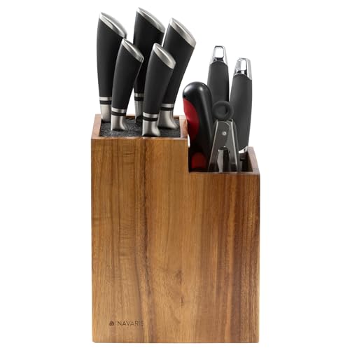 Navaris Messerblock ohne Messer aus Akazie - Hochwertiger Messerhalter - Waschbare Borsten - Messerschutz und Küchenhelfer Aufbewahrung - Messerblock Holz - Knife Holder leer Navaris Messerblock ohne Messer aus Akazie - Hochwertiger Messerhalter - Waschbare Borsten - Messerschutz und Küchenhelfer Aufbewahrung - Messerblock Holz - Knife Holder leer von Navaris