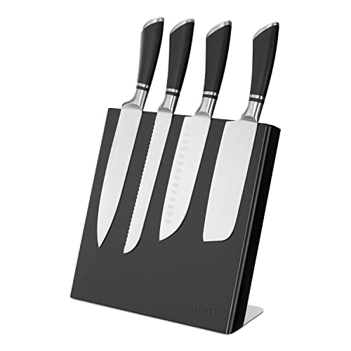 Navaris Messerhalter magnetisch aus Kautschuk 27,7x27,5x12cm - Magnet Messerblock Messerbrett Holz Magnethalter - Messer Halterung unbestückt schwarz von Navaris