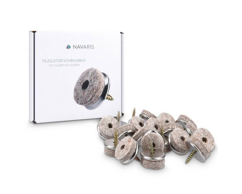 Navaris Möbelfuß 20x Filzgleiter mit Schraube - Stuhlgleiter 25mm - Filz und Metall, (20-St) von Navaris