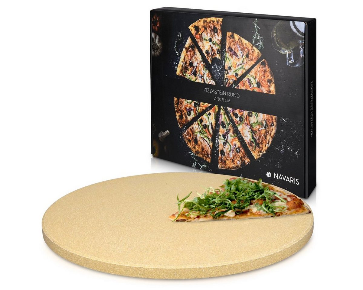 Navaris Pizzastein Pizzastein Cordierit XL für Ofen & Grill - Ø30,5cm, Korderit-Keramik, (1-St) von Navaris