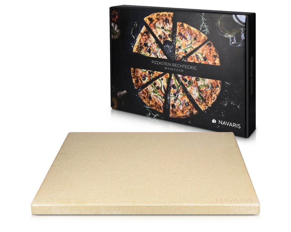 Navaris Pizzastein Pizzastein Cordierit XL für Ofen & Grill - 38x30cm, Korderit-Keramik, (1-St) von Navaris