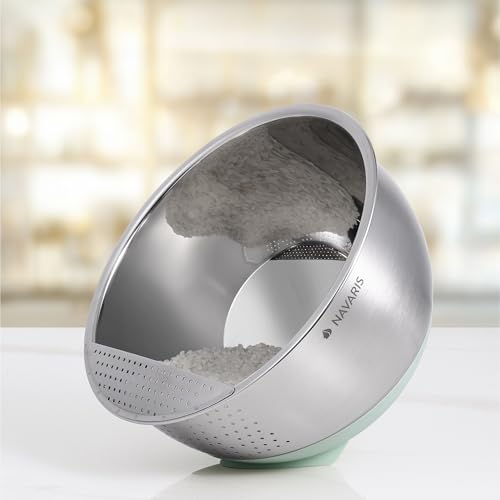 Navaris Reis Waschschüssel - Sieb Küche - Perfekt zum Waschen von Reis und Gemüse - Abtropfsieb - Nudelsieb Edelstahl - Küchensieb - Spülmaschinenfest - 22cm - Mintgrün Navaris Reis Waschschüssel - Sieb Küche - Perfekt zum Waschen von Reis und Gemüse - Abtropfsieb - Nudelsieb Edelstahl - Küchensieb - Spülmaschinenfest - 22cm - Mintgrün von Navaris