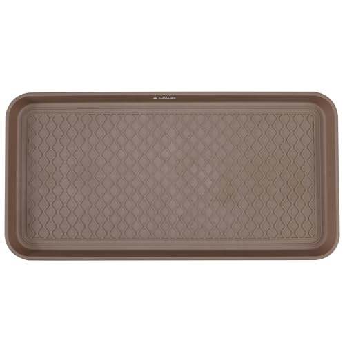 Navaris Schuhablage Braun - Schuhwanne 76x38cm - Platzsparende Kunststoff Schuhmatte - Abtropfschale für 3 Paar Schuhe - wasserdichte Schuhabtropfschale groß - Abtropfmatte Navaris Schuhablage Braun - Schuhwanne 76x38cm - Platzsparende Kunststoff Schuhmatte - Abtropfschale für 3 Paar Schuhe - wasserdichte Schuhabtropfschale groß - Abtropfmatte von Navaris