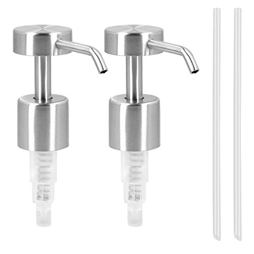Navaris Seifenpumpe Dosierpumpe Pumpe aus Edelstahl - 2x Pumpkopf Aufsatz Pumpspender für Flaschen Glas - Seifenspenderaufsatz Set für Spender - Silbergrau von Navaris