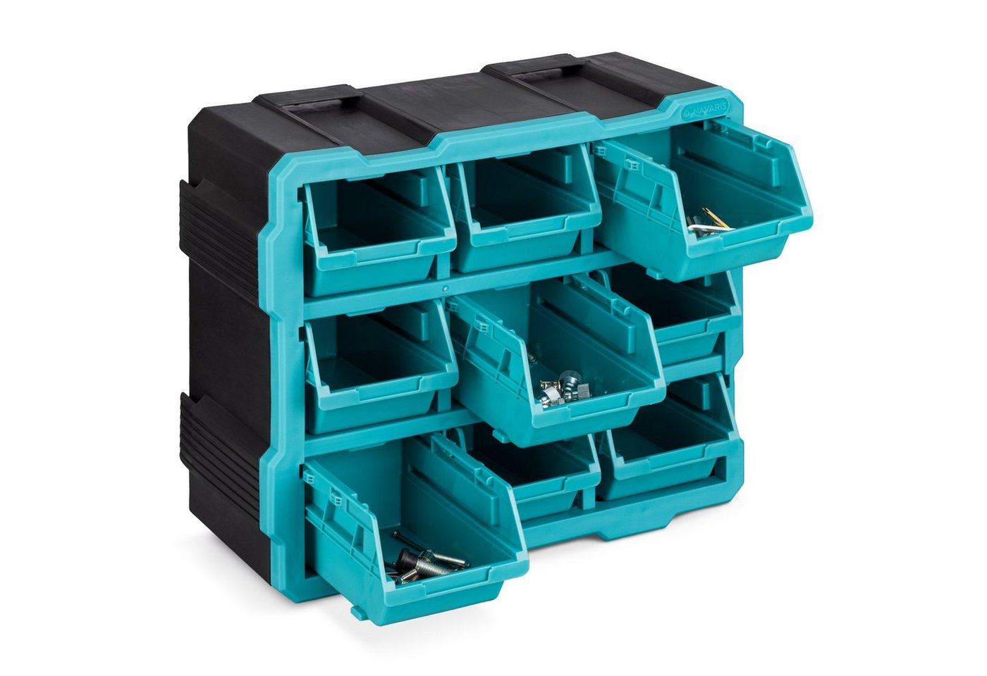 Navaris Stapelbox Modularer Kleinteile Turm für Schrauben mit 9 Sichtlagerkästen (1 St) von Navaris