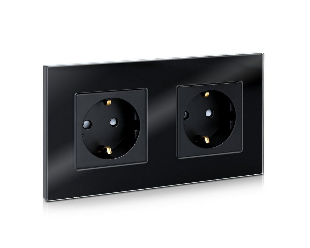 Navaris Steckdose Glas Schuko Steckdose zweifach - mit Montagematerial - Doppelsteckdose, 1-St. Navaris Steckdose Glas Schuko Steckdose zweifach - mit Montagematerial - Doppelsteckdose, 1-St. von Navaris