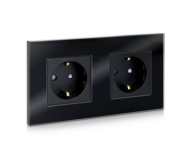 Navaris Steckdose Glas Schuko Steckdose zweifach - mit Montagematerial - Doppelsteckdose, 1-St. von Navaris