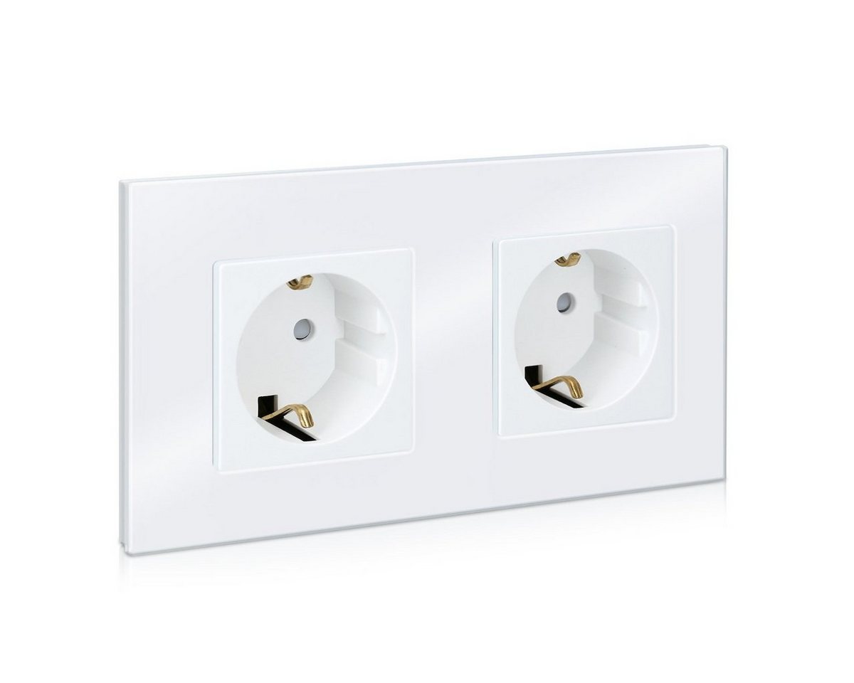 Navaris Steckdose Glas Schuko Steckdose zweifach - mit Montagematerial - Doppelsteckdose, 1-St. Navaris Steckdose Glas Schuko Steckdose zweifach - mit Montagematerial - Doppelsteckdose, 1-St. von Navaris