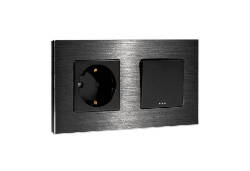Navaris Steckdose Lichtschalter mit Schuko Steckdose - Design Glas Schalter, 1-St. von Navaris