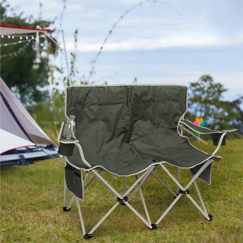 Navaris Strandkorb Faltbares Camping Sofa 2-Sitzer - Bequem & Praktisch - Getränkehalter, (1-tlg) von Navaris